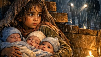طفلة و ثلاث توائم 